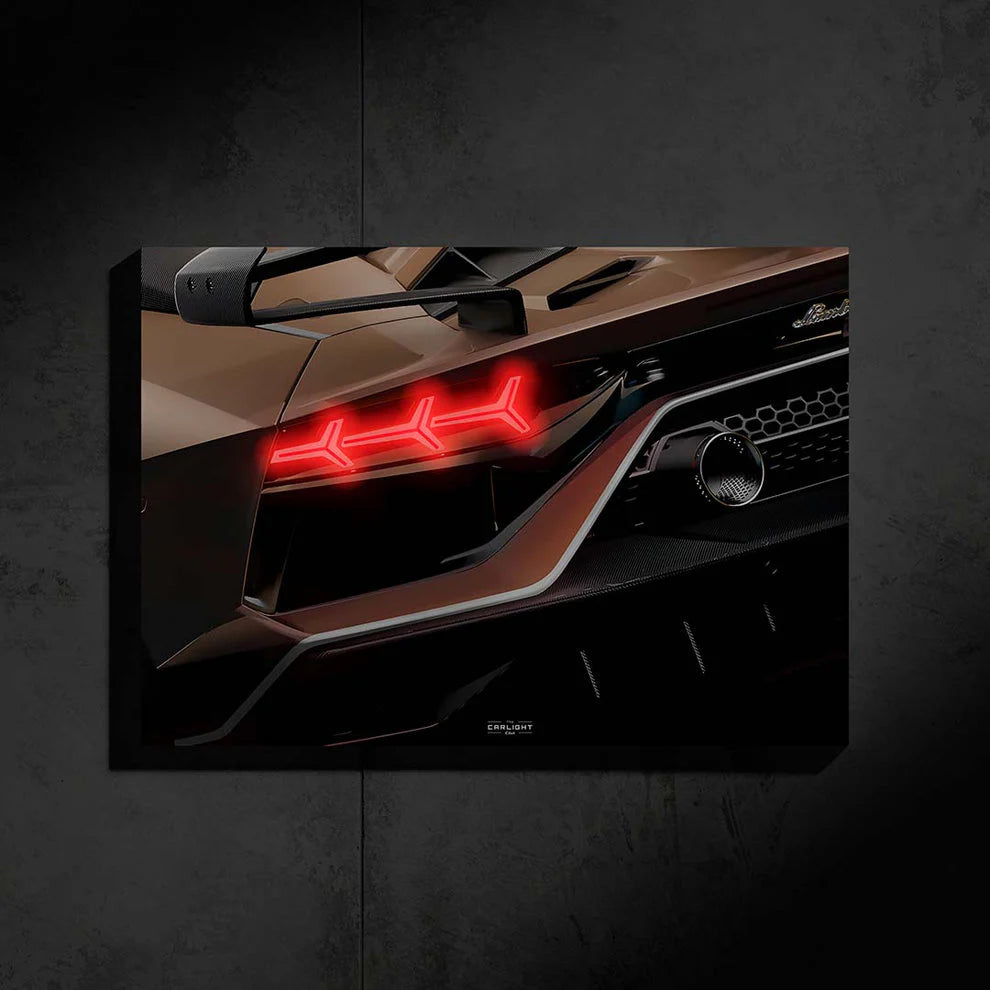 Lamborghini Aventador SVJ NEON Poster (Red LED) (Acrylic Poster)